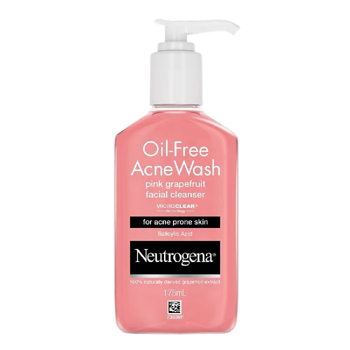 Neutrogena Oil-Free Acne Wash Pink Grapefruit Facial Cleanser, 175 ml-1.webp